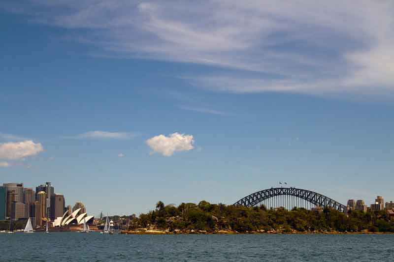 Sydney Harbour on a sunny day. Discover what not to do in Australia to avoid committing some sort of social faux pas.